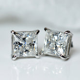 Beautiful Synthetic Moissanite 17 Ct CERTIFIED Square White Gems Earring Pair
